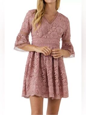 ⭐️Endless Rose All of Lace Bell Sleeve Dress⭐️